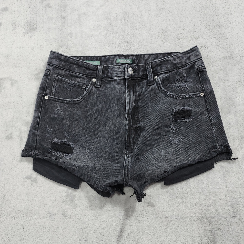Wild Fable Shorts Womens 10 Black Highest Rise Cheeky Cutoff Distressed Denim